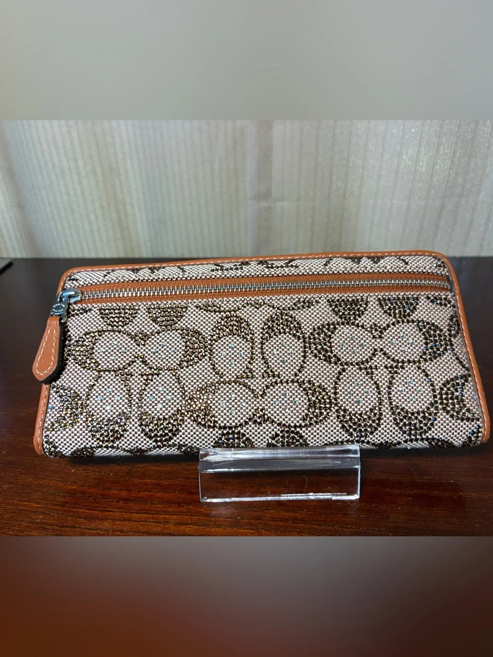 Coach Crystal Signature Jacquard Wallet